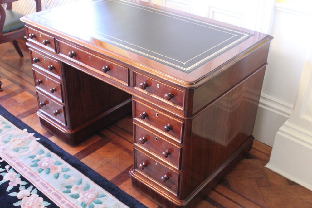 Victorian mahogany pedestal desk View II