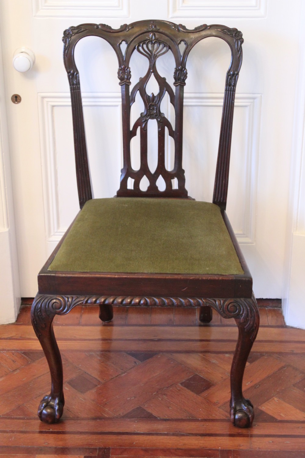 A mahogany Chippendale style desk chair