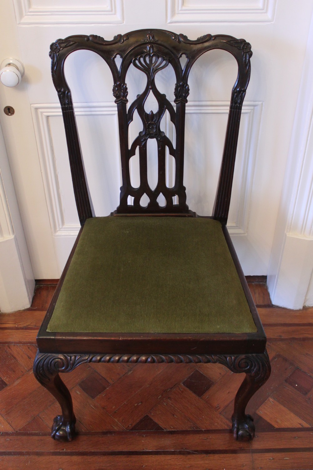 A mahogany Chippendale style desk chair View II