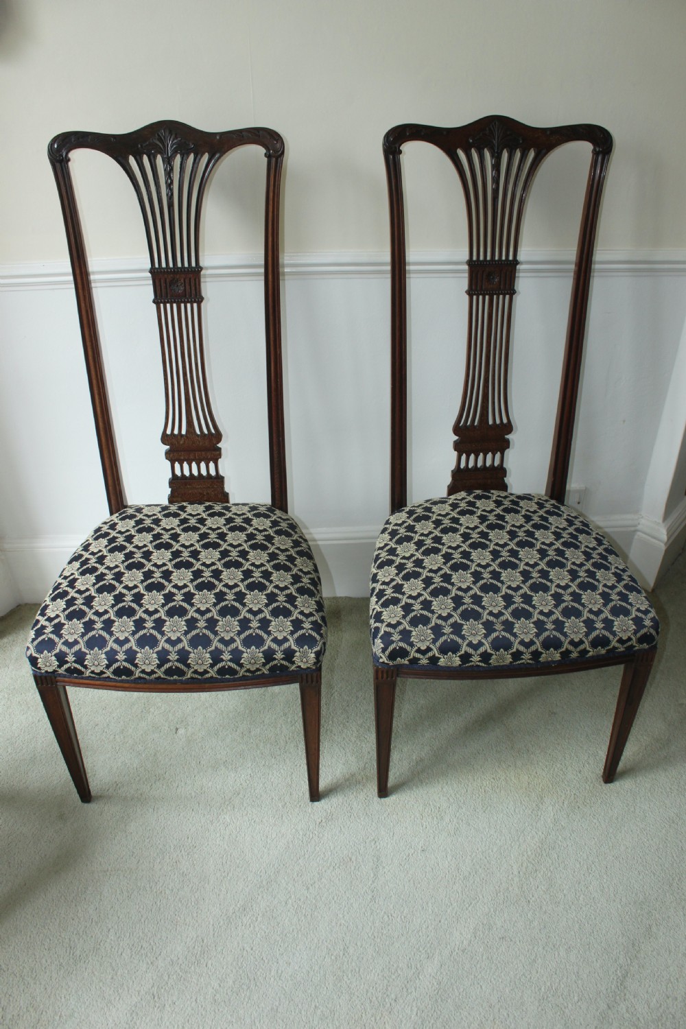Fine pair of Edwardian hall chairs