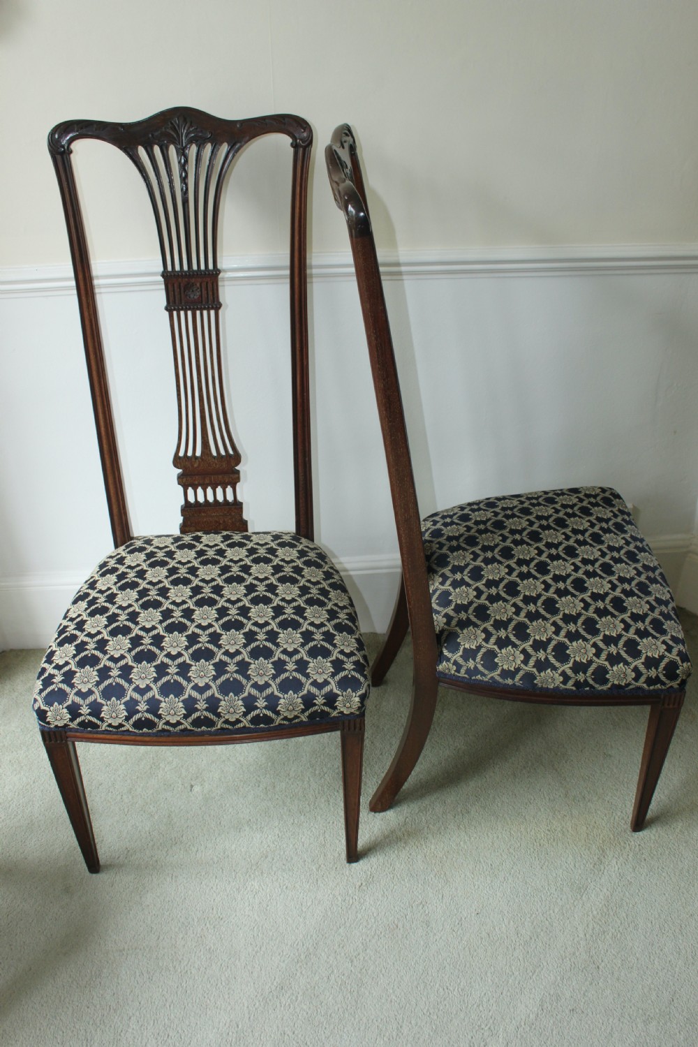 Fine pair of Edwardian hall chairs View II
