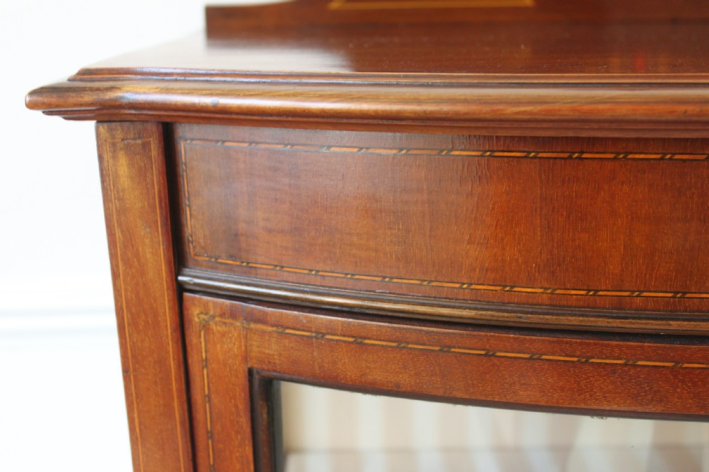 Edwardian mahogany and inlaid bow front display cabinet View VI