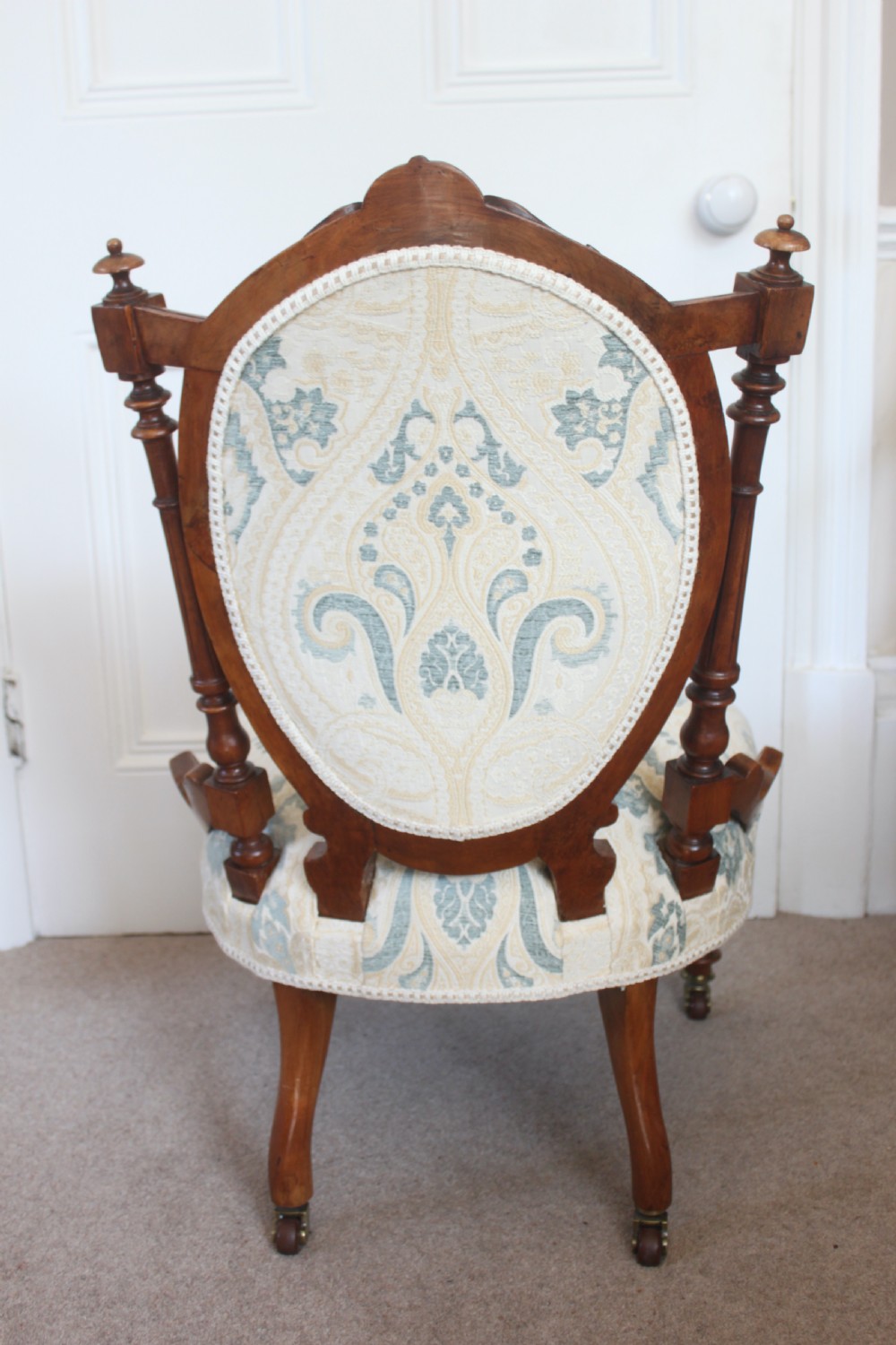 Fine walnut Victorian lady's or nursing chair View III