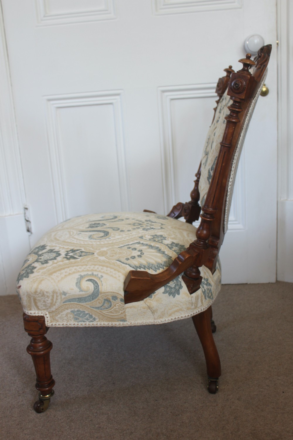 Fine walnut Victorian lady's or nursing chair View IV