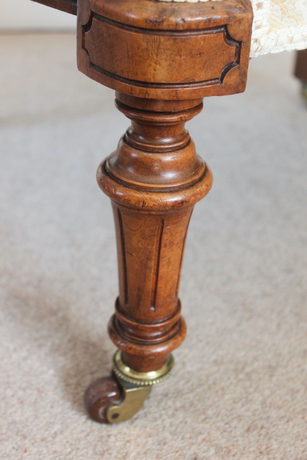 Fine walnut Victorian lady's or nursing chair View V
