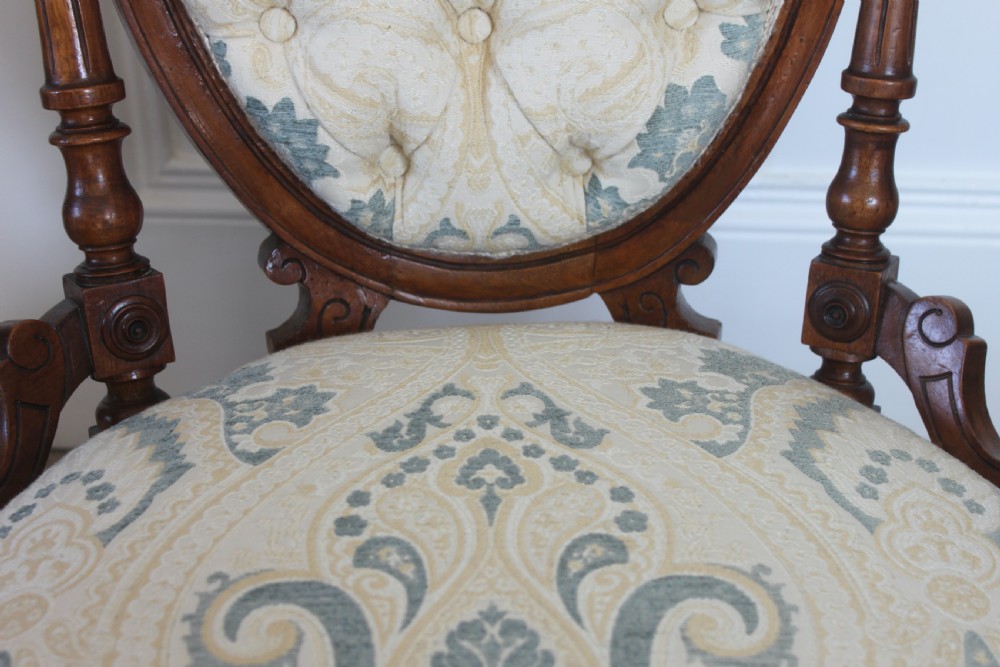 Fine walnut Victorian lady's or nursing chair View VII