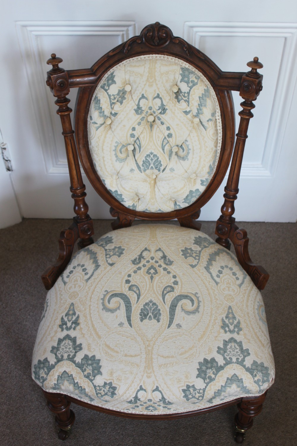 Fine walnut Victorian lady's or nursing chair View IX
