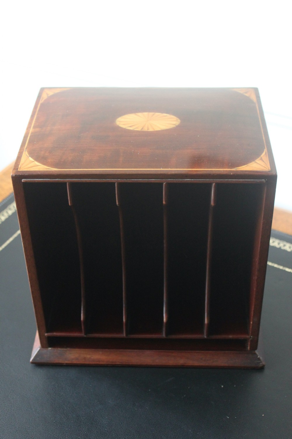 Edwardian letter rack, desk tidy, stationary box