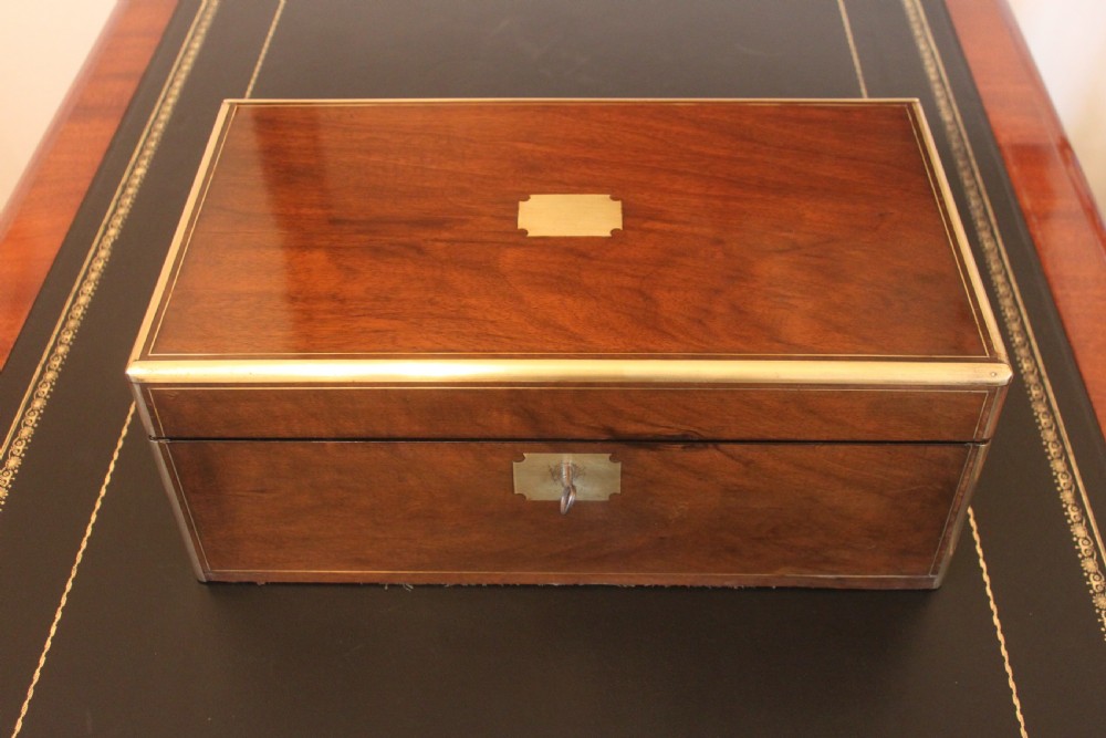 Victorian walnut brass bound writing slope
