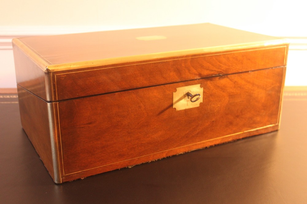 Victorian walnut brass bound writing slope View III