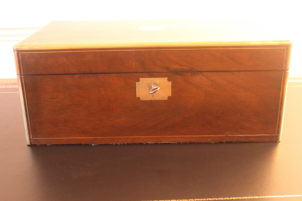 Victorian walnut brass bound writing slope View IV