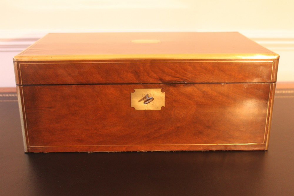 Victorian walnut brass bound writing slope View VI