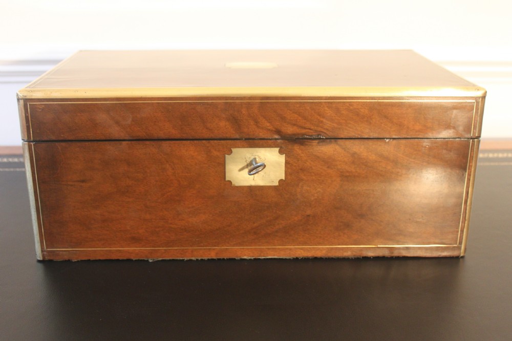 Victorian walnut brass bound writing slope View VII