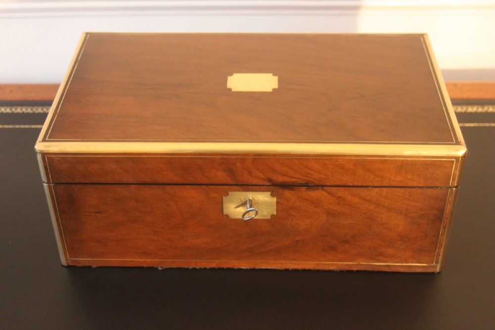 Victorian walnut brass bound writing slope View VIII