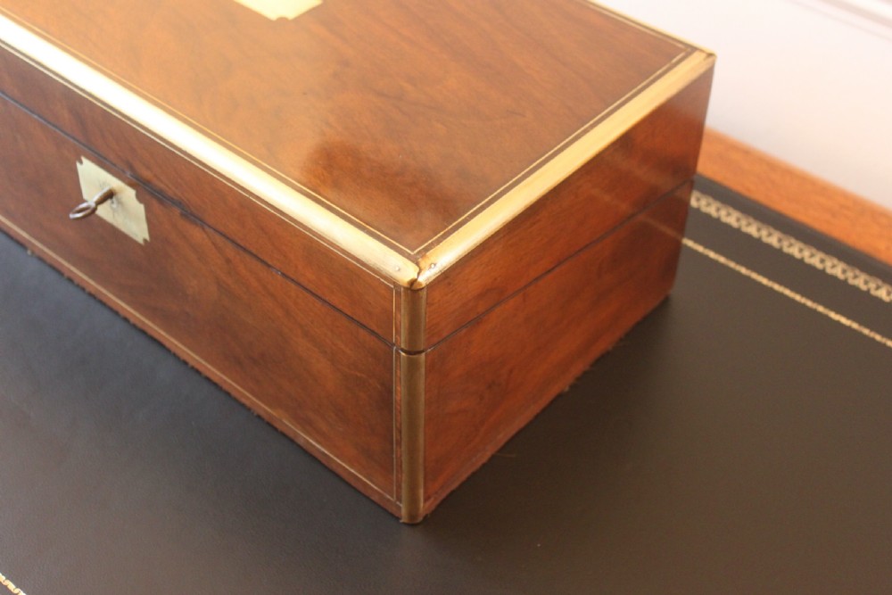 Victorian walnut brass bound writing slope View IX
