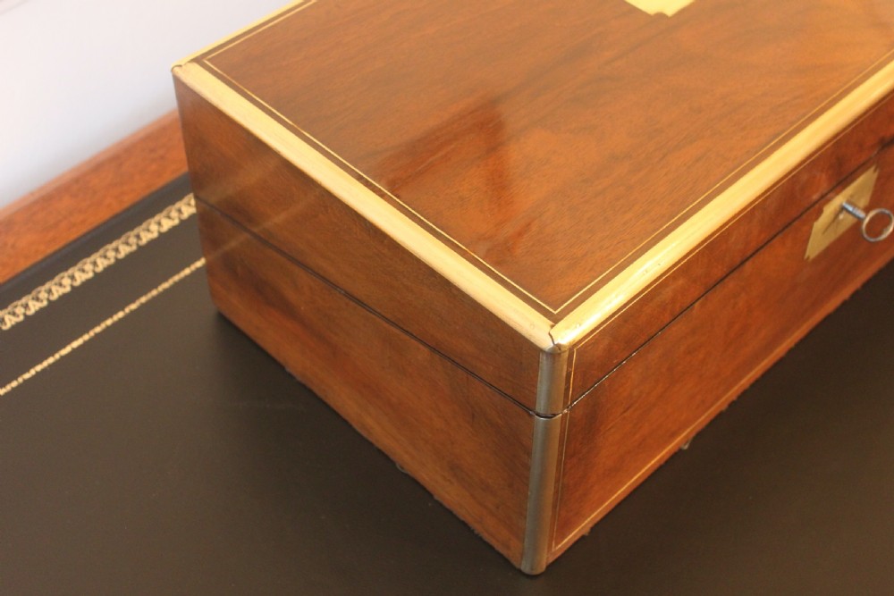 Victorian walnut brass bound writing slope View X