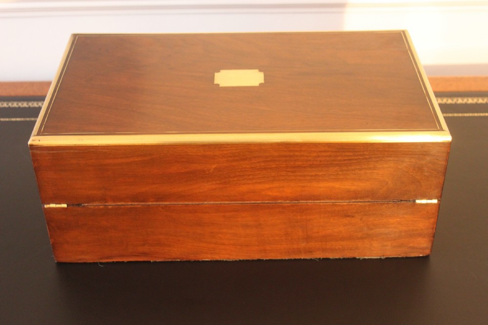 Victorian walnut brass bound writing slope View XI