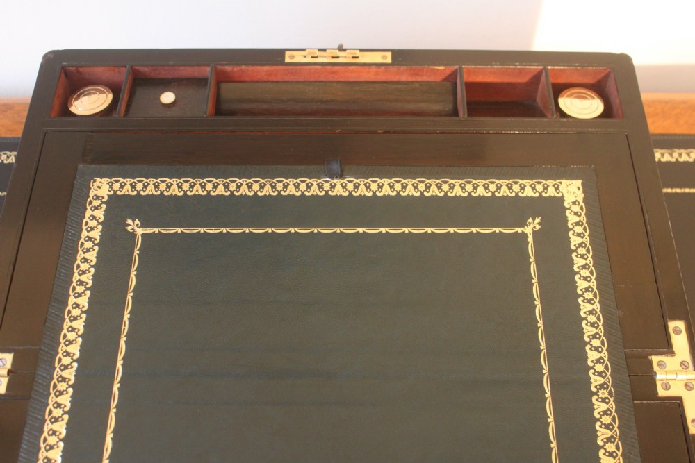 Victorian walnut brass bound writing slope View XIII