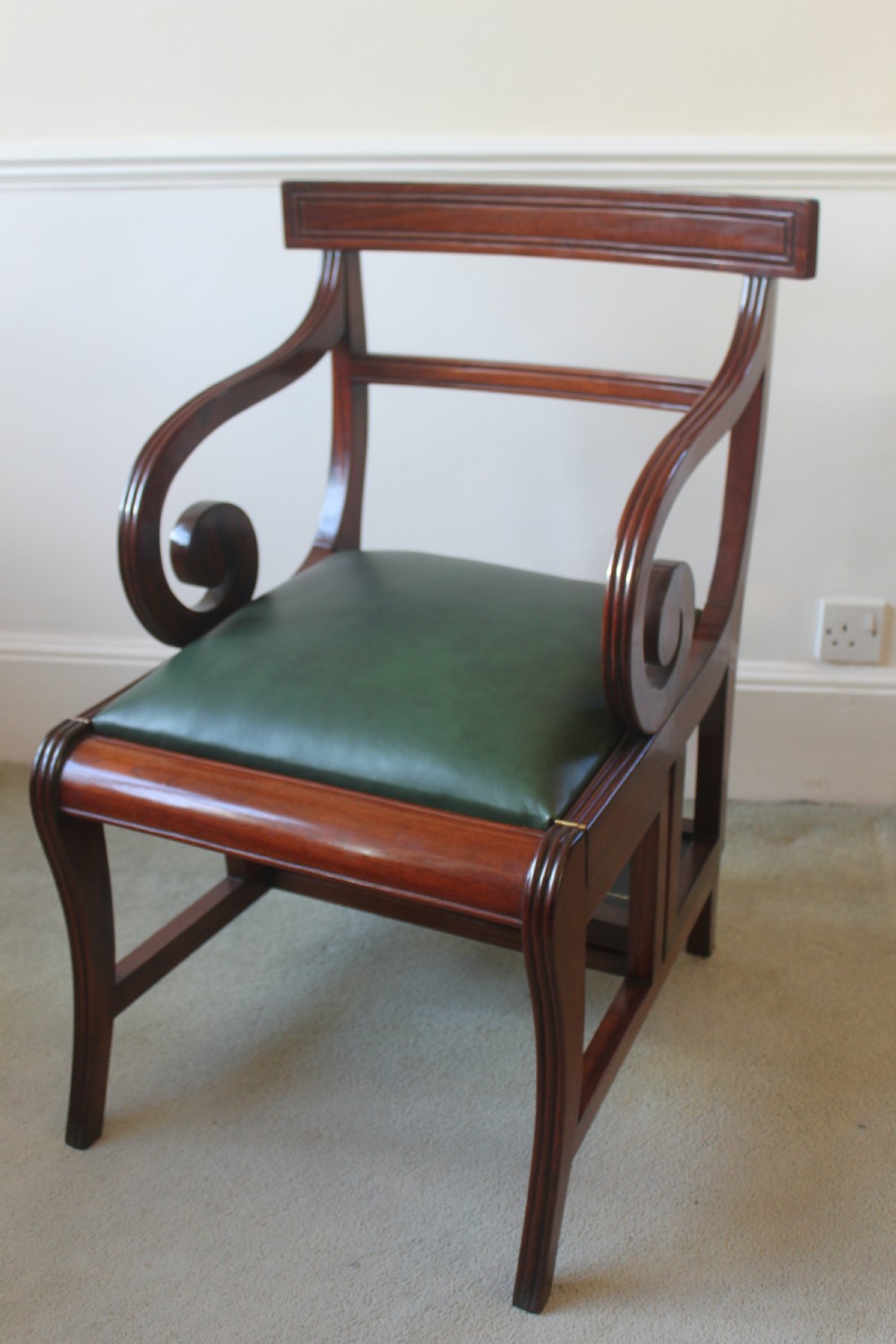 Regency period mahogany metamorphic library chair View III