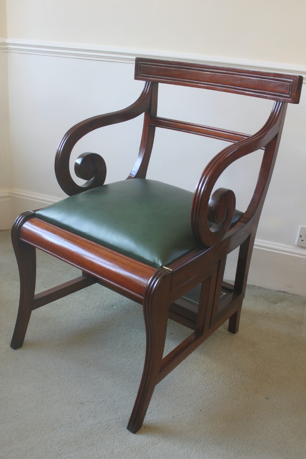 Regency period mahogany metamorphic library chair View IV