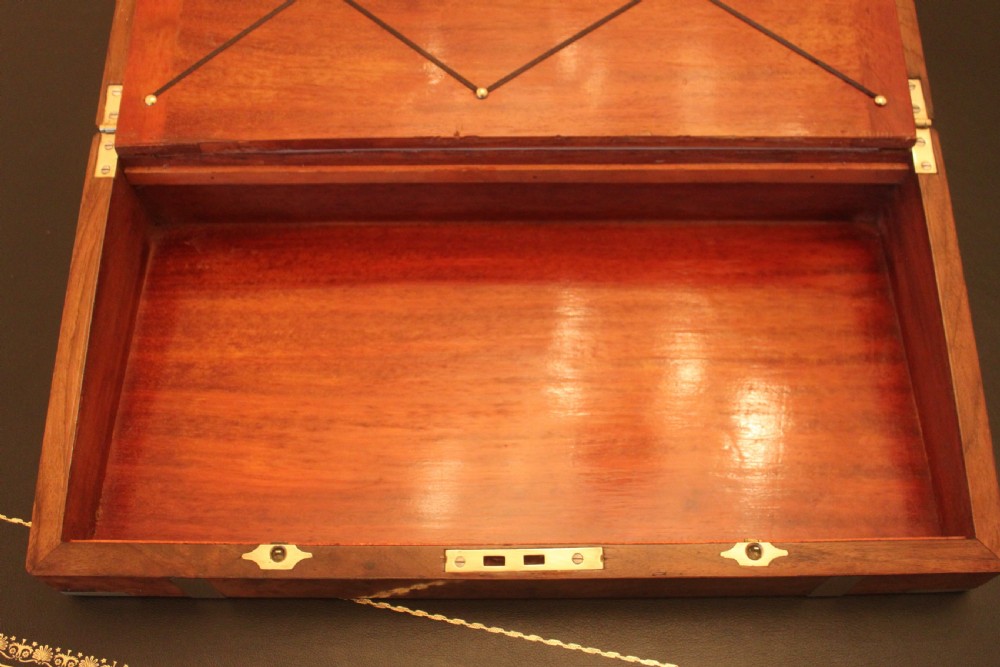 Victorian brass bound burr walnut writing slope View XI