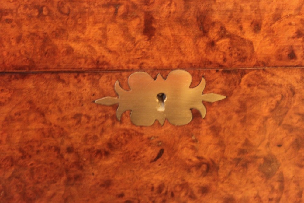 Victorian brass bound burr walnut writing slope View XIV