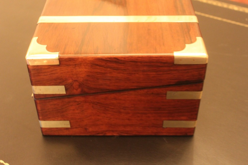 Victorian rosewood brass bound writing slope with secret drawers View VII