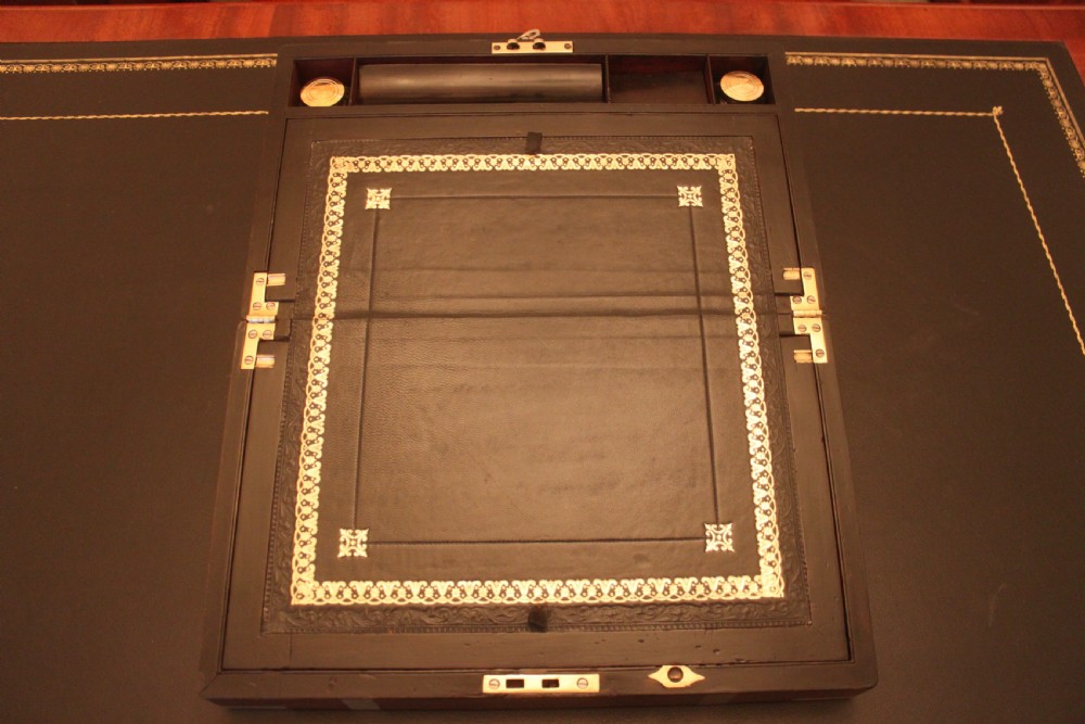 Victorian rosewood brass bound writing slope with secret drawers View XII