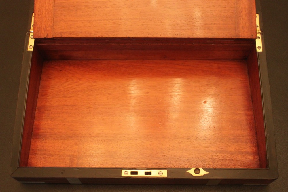 Victorian rosewood brass bound writing slope with secret drawers View XVI