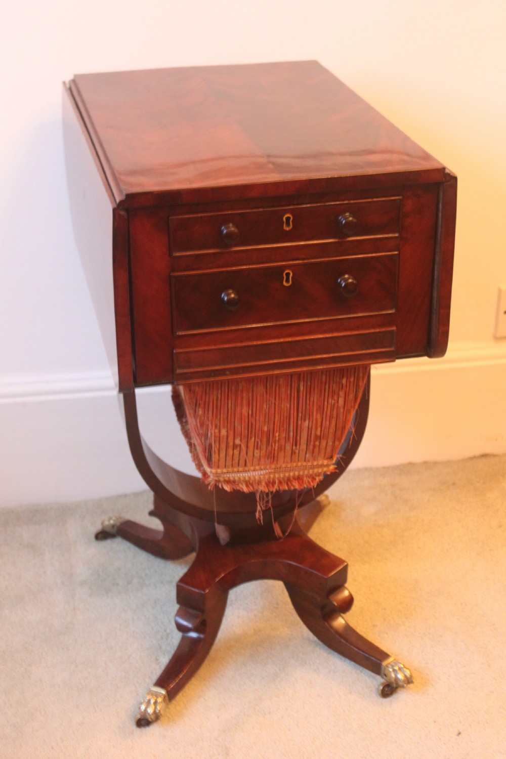 A Regency period mahogany lamp, occasional or work table