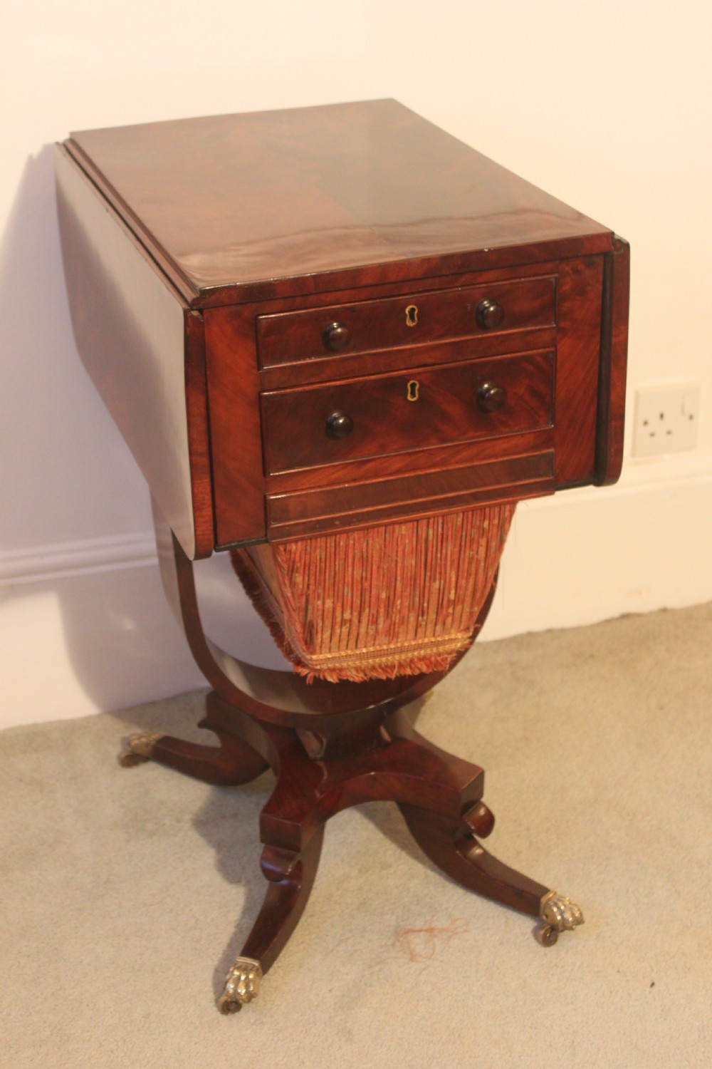 A Regency period mahogany lamp, occasional or work table View II