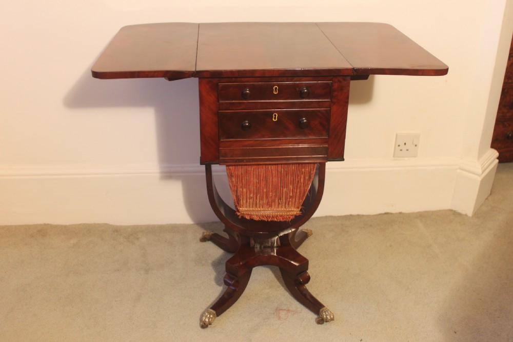 A Regency period mahogany lamp, occasional or work table View III