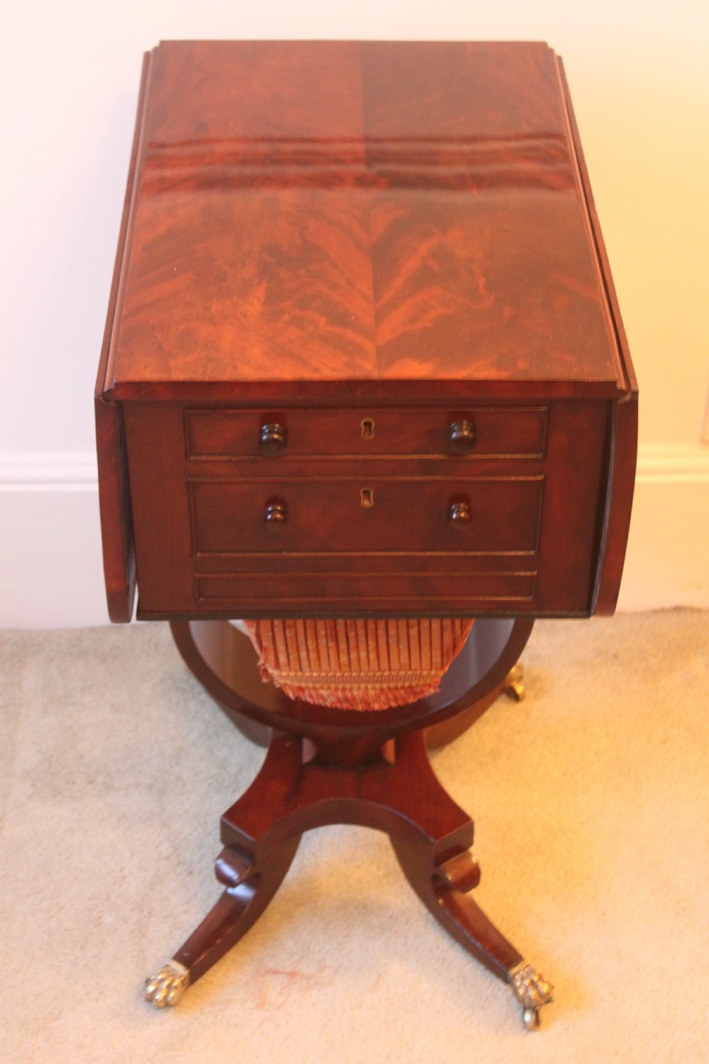 A Regency period mahogany lamp, occasional or work table View XII