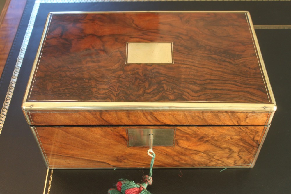 Victorian walnut writing slope with secret drawers