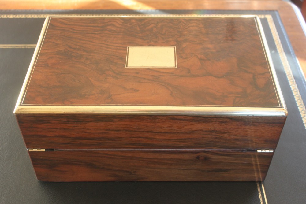 Victorian walnut writing slope with secret drawers View V