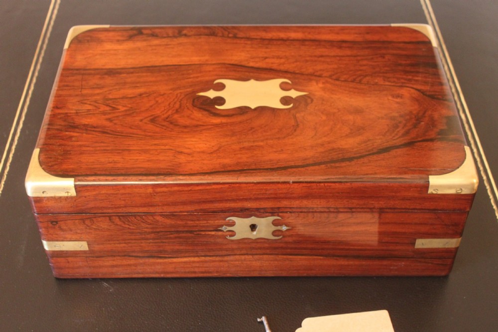 Victorian and brass bound rosewood writing slope View II