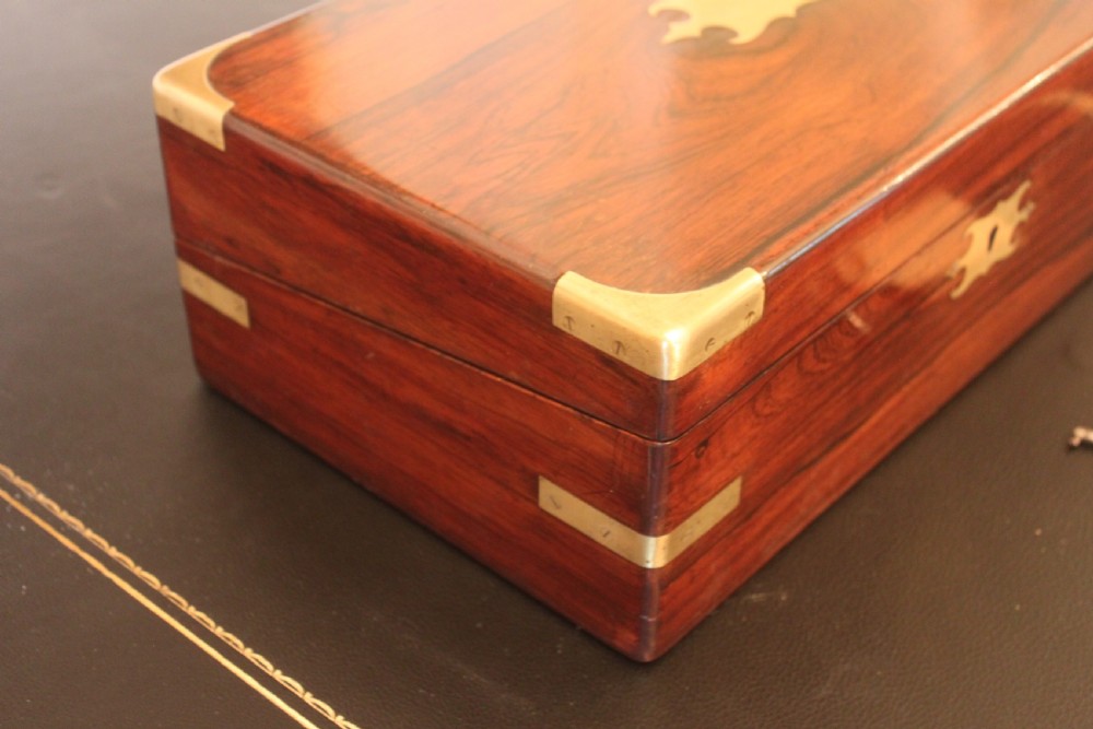 Victorian and brass bound rosewood writing slope View III