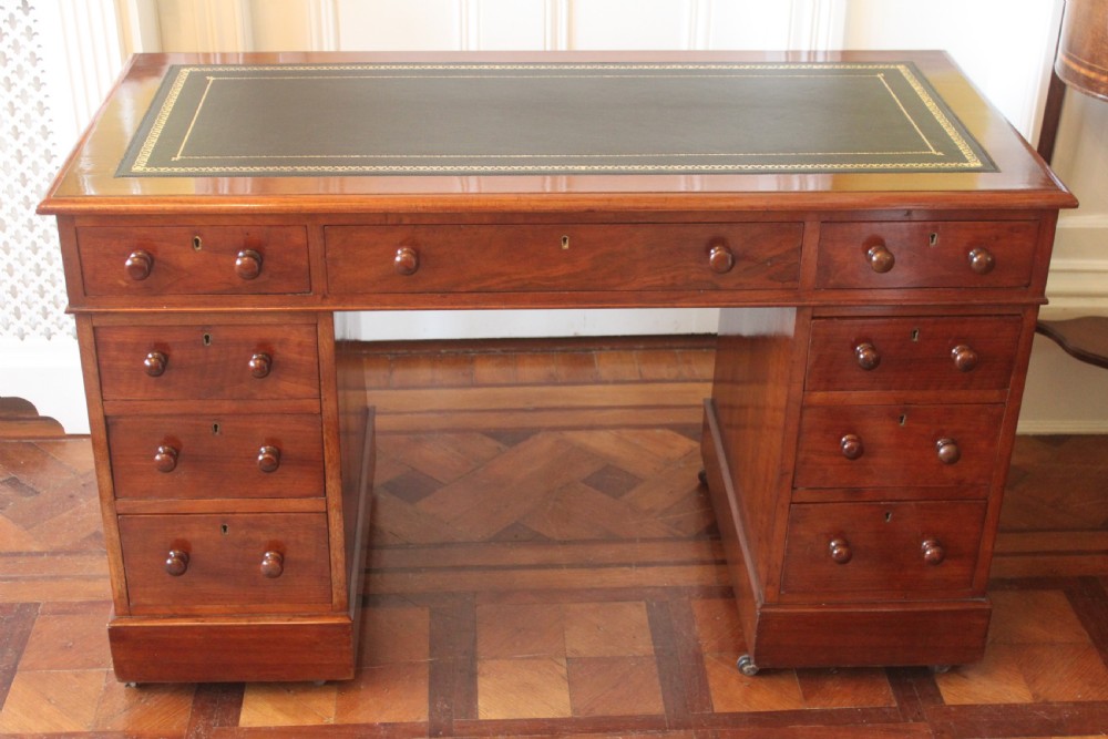 Victorian mahogany pedestal desk View V