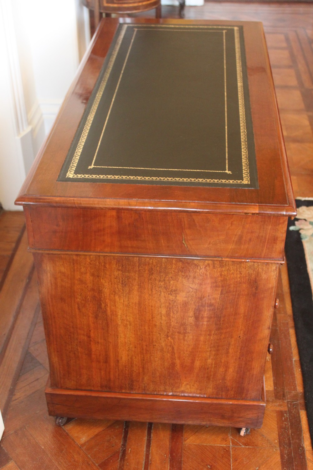 Victorian mahogany pedestal desk View VII