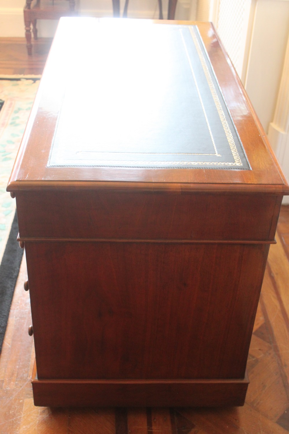 Victorian mahogany pedestal desk View VIII