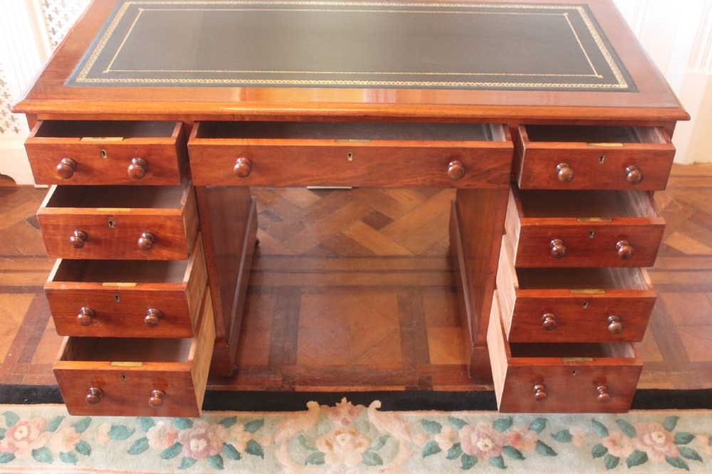 Victorian mahogany pedestal desk View XI