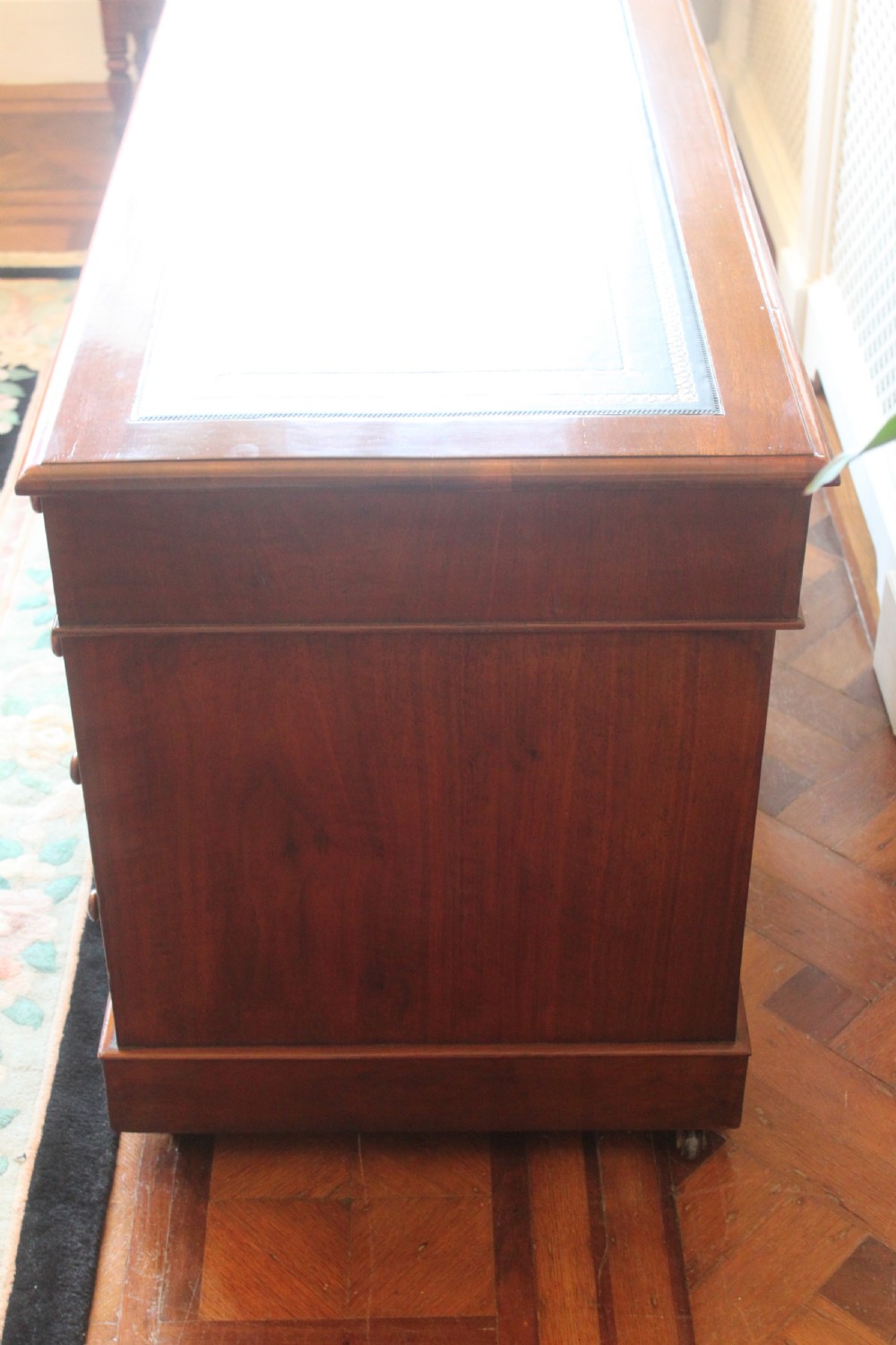 Victorian mahogany pedestal desk View XIII