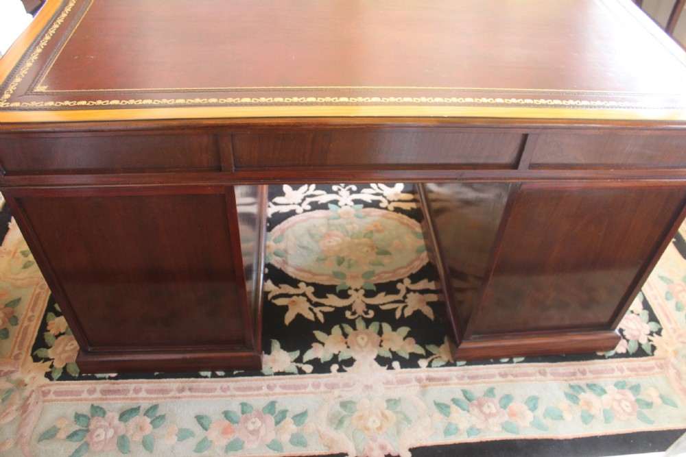 Mahogany inlaid Sheraton style pedestal desk View IV