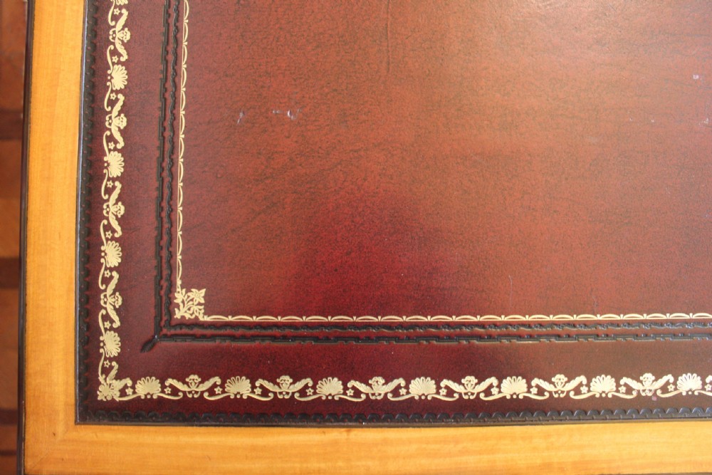 Mahogany inlaid Sheraton style pedestal desk View V