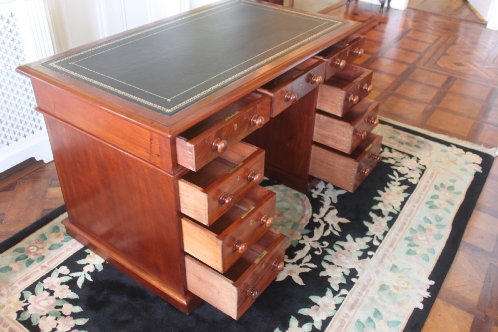 Victorian mahogany pedestal desk View V
