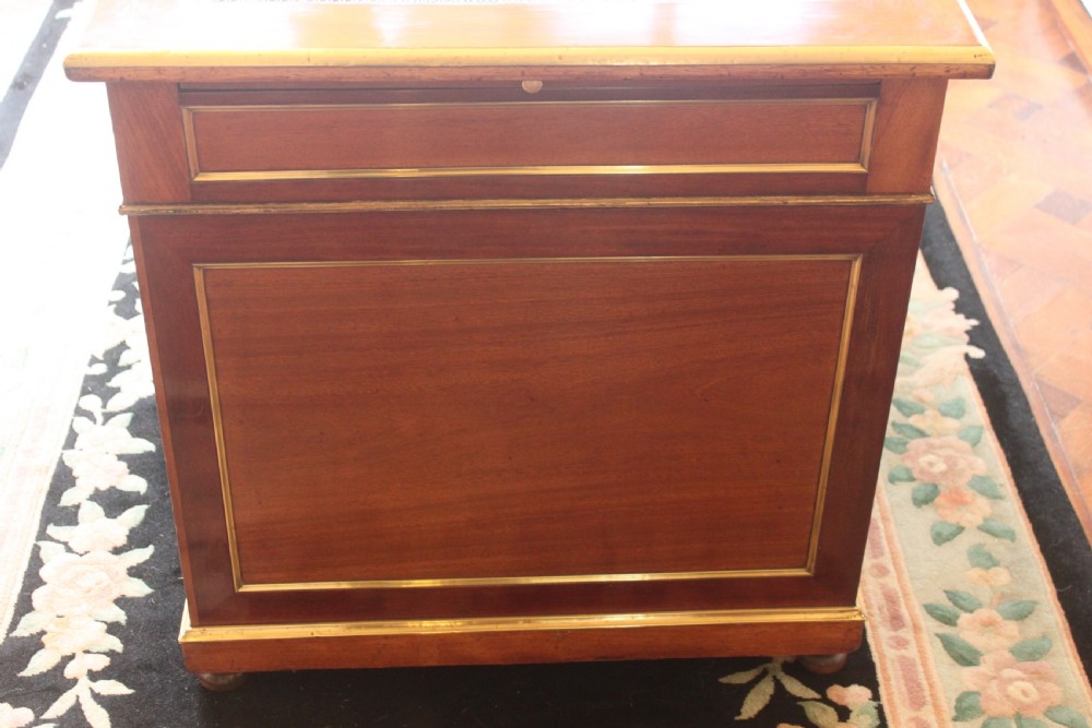 A 19th Century French mahogany and brass inlaid pedestal desk View X