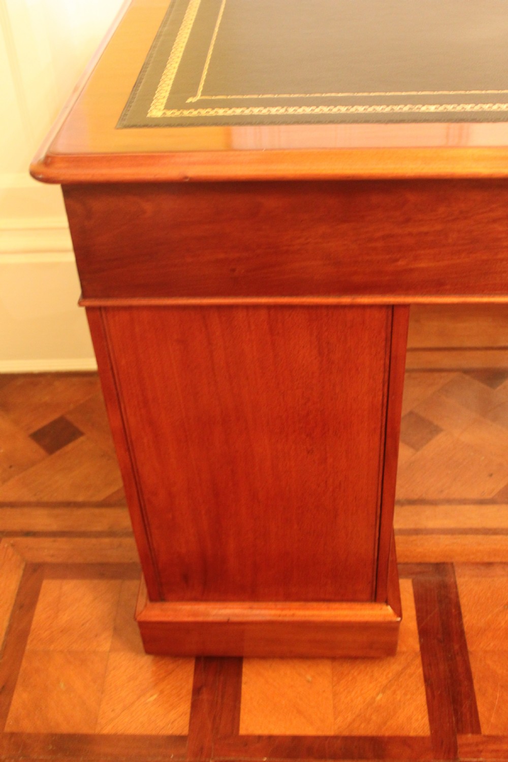 An unusal Victorian mahogany pedestal desk View V