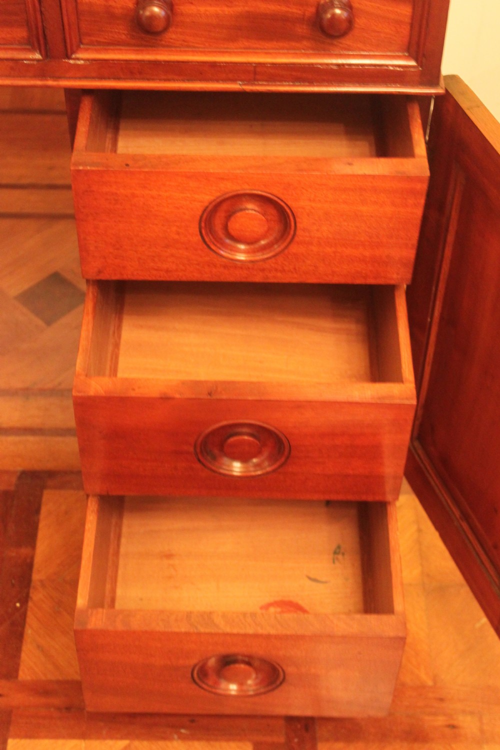 An unusal Victorian mahogany pedestal desk View XV