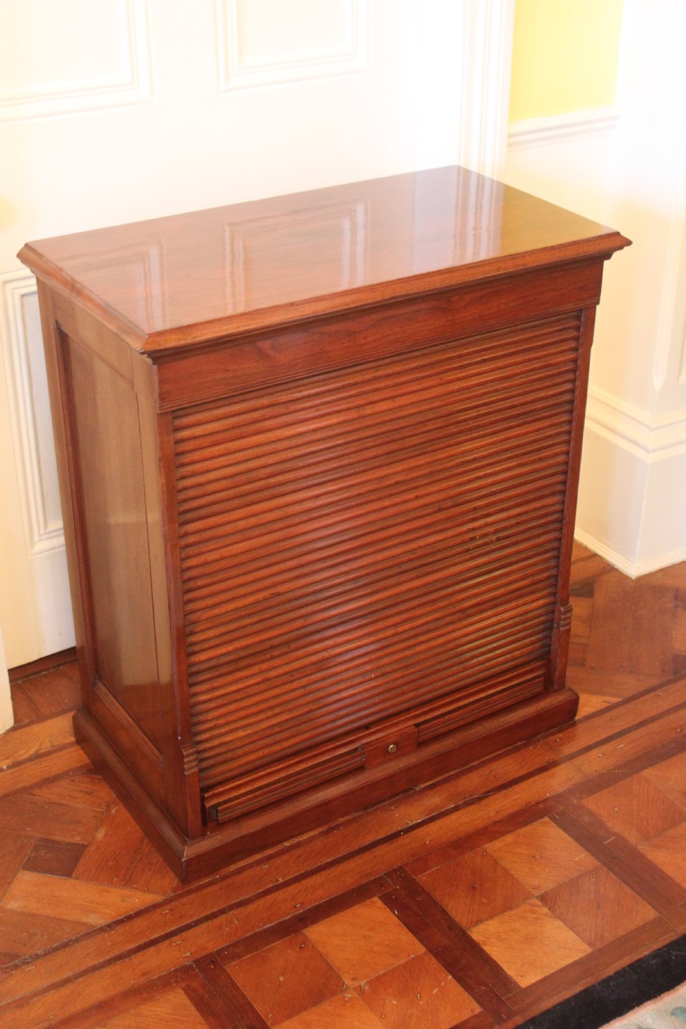 19th century walnut tambour front filing cabinet View II