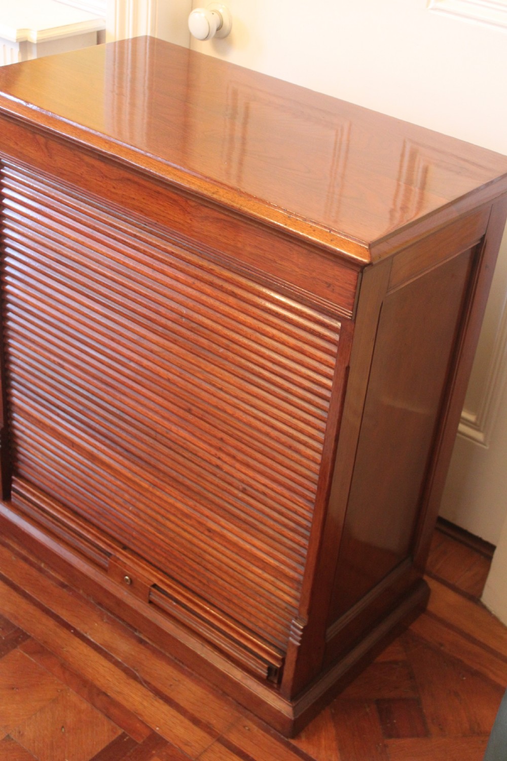 19th century walnut tambour front filing cabinet View III